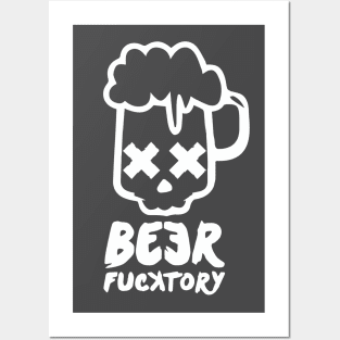 Beer fucktory white Posters and Art